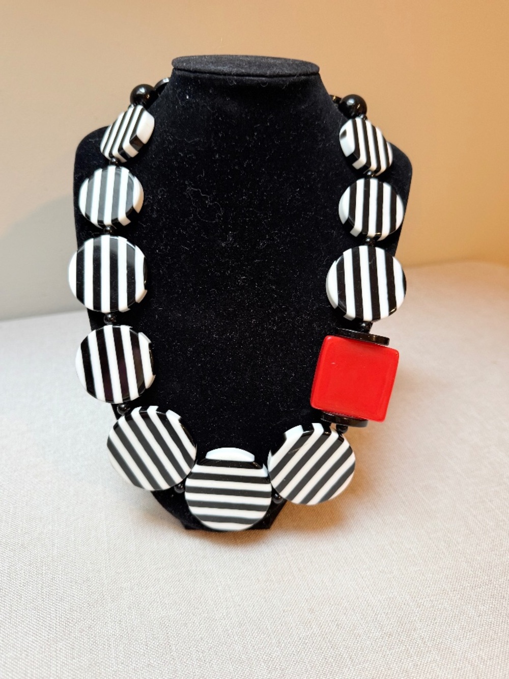 Black White and Red Pop Art Acrylic Statement Necklace